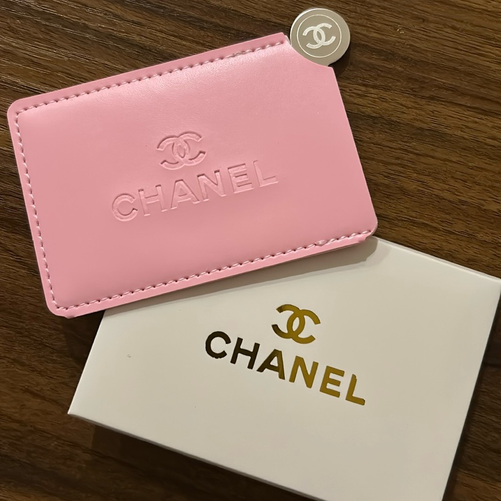 Chanel pink mirror card holder